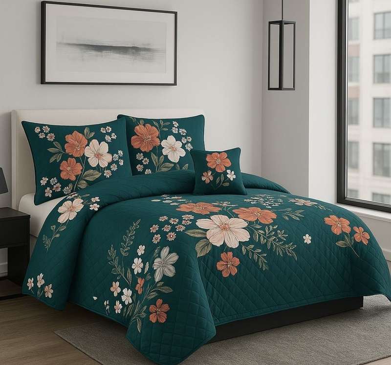 5pc King Comforter Set, 1 King Comforter, 2 standard + 2 continental pillow cases