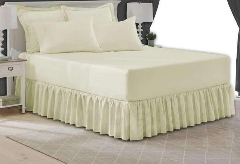 King 5Pc Poly-Cotton 2in1 Frilled Sheet Set, 1 Sheet, 2 Standard, 2 Conti Pillowcases - Cream