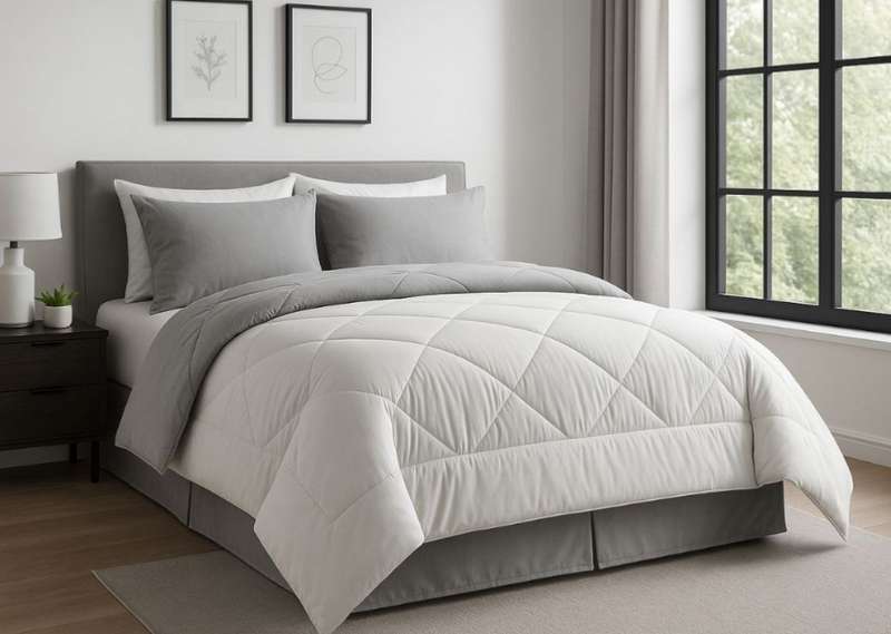 Reversable 5Pc Comforter Set, Incl 2 Std + 2 Conti Pillowcases, Choose size at checkout