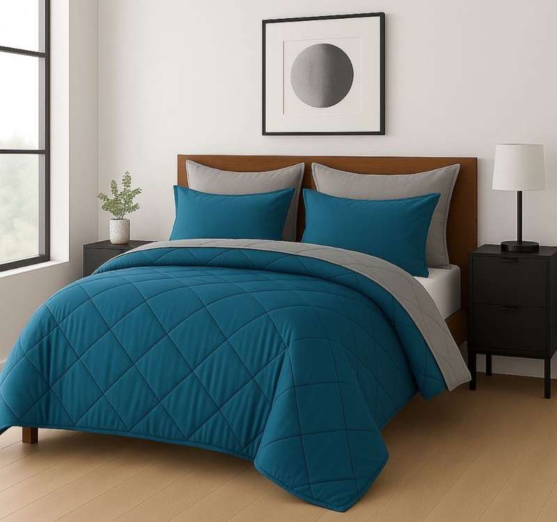 Reversable 5Pc Comforter Set, Incl 2 Std + 2 Conti Pillowcases, Choose size at checkout