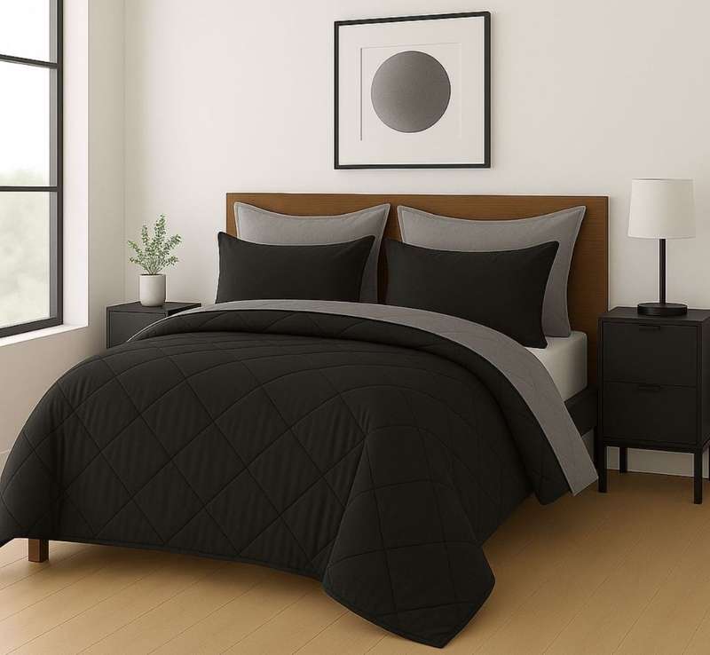 Reversable 5Pc Comforter Set, Incl 2 Std + 2 Conti Pillowcases, Choose size at checkout