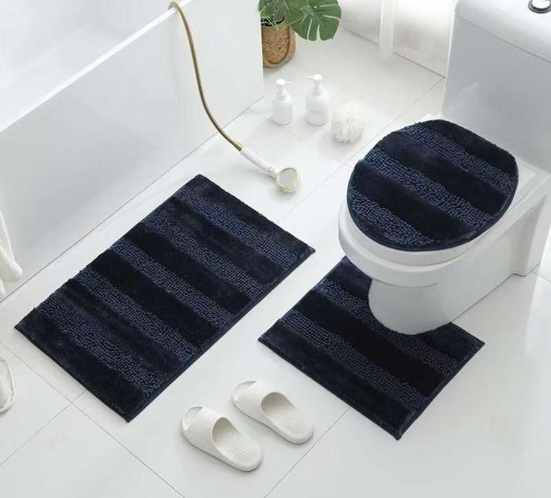3Pc Toilet Set, Includes Bath Mat (50 x 40cm), Rug (80 x 50cm), Toilet Lid Cover (45 x 40cm)