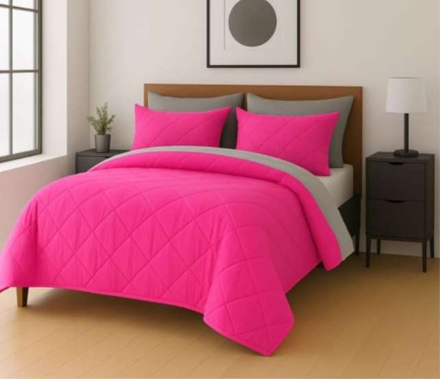 Reversable 5Pc Comforter Set, Incl 2 Std + 2 Conti Pillowcases, Choose size at checkout