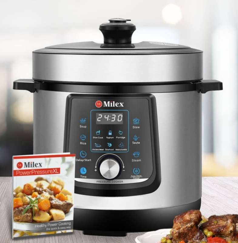 Milex XL Pressure Cooker, Digital LED, Free Cooking Book, 10 Pre-set Functions, Adjust Cook Time