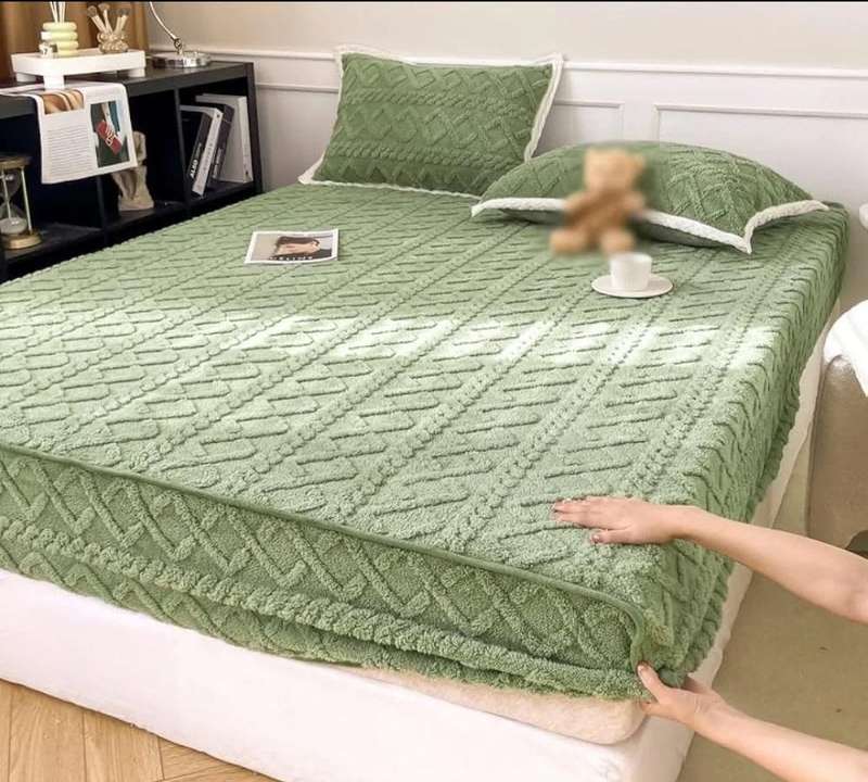 3Pc King Geometric Mattress Protector Set, with 2 Std Pillowcases, Choose your colour