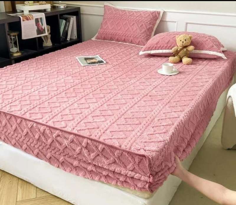 3Pc King Geometric Mattress Protector Set, with 2 Std Pillowcases, Choose your colour