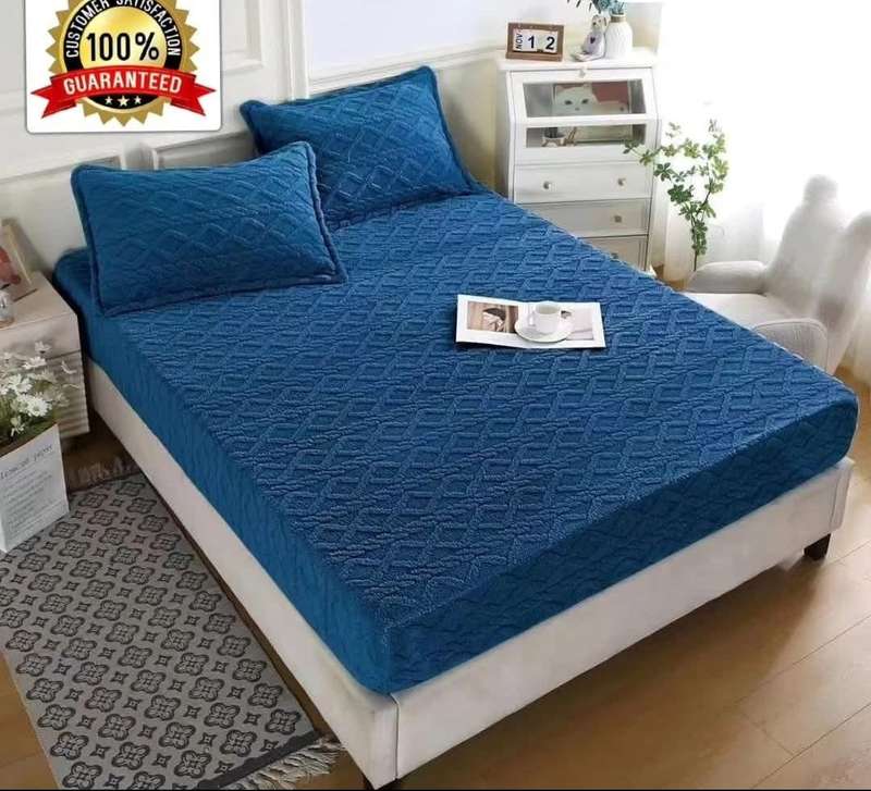 3Pc King Geometric Mattress Protector Set, with 2 Std Pillowcases, Choose your colour