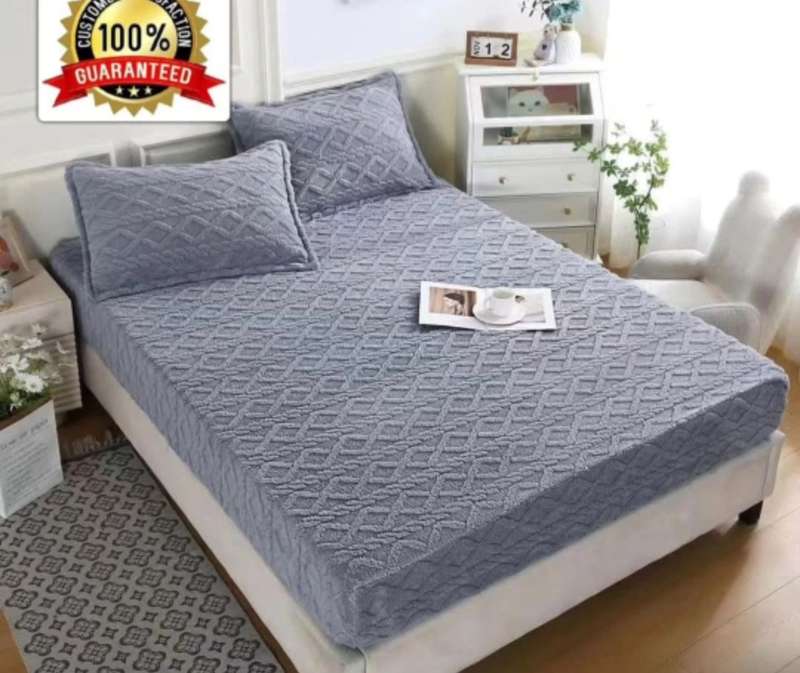 3Pc King Geometric Mattress Protector Set, with 2 Std Pillowcases, Choose your colour