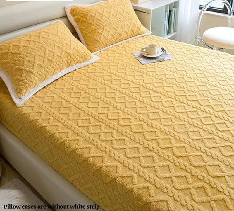 3Pc King Geometric Mattress Protector Set, with 2 Std Pillowcases, Choose your colour