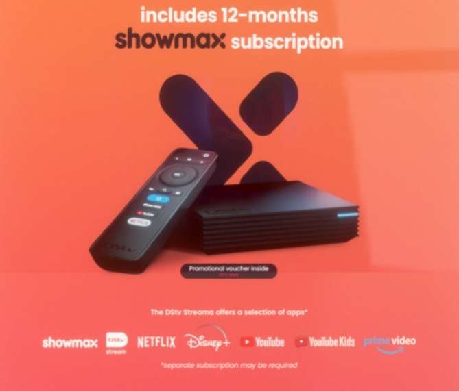 DStv Streama + R1200 Showmax Voucher, Compatible with Netflix, Prime Video, Showmax, YouTube