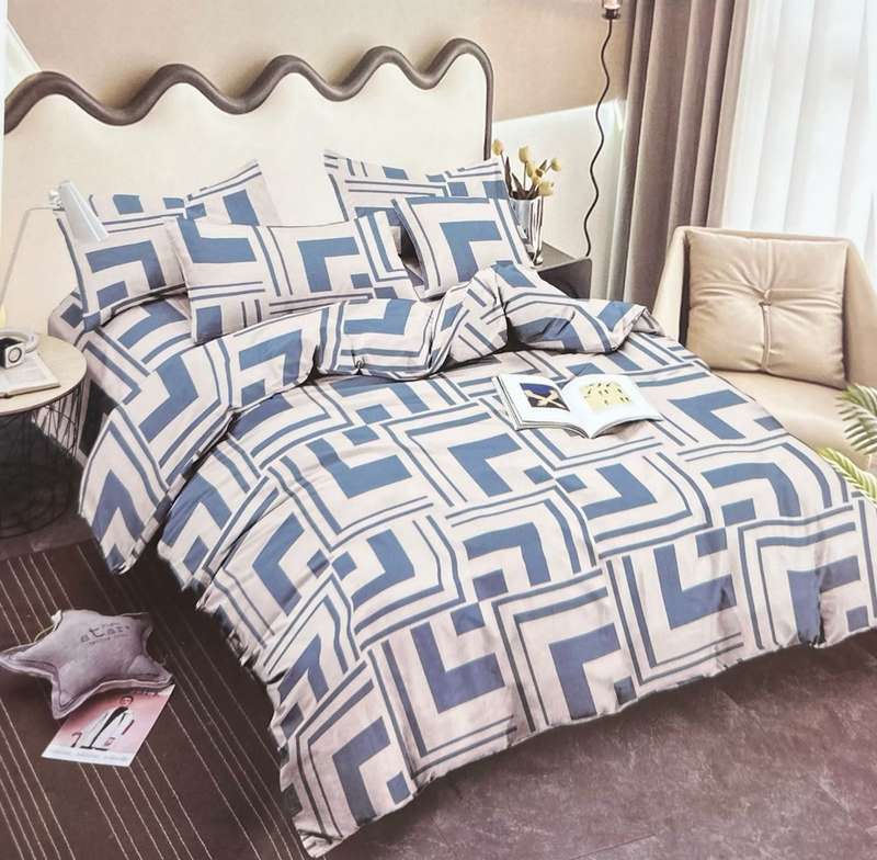 6pc Set, Duvet Cover with Zip, 2 std + 2 conti pillowcases, 1 flat sheet, Choose size (Double/Queen)