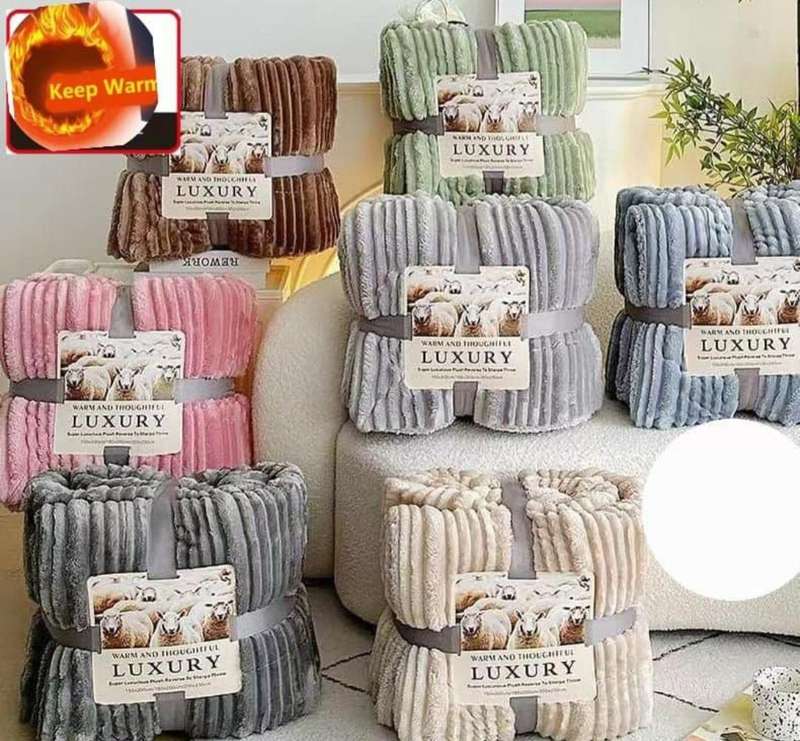 Luxury Ribbed Fleece Blanket, Extra Large Exclusive New Style, Queen Size, also available in Double
