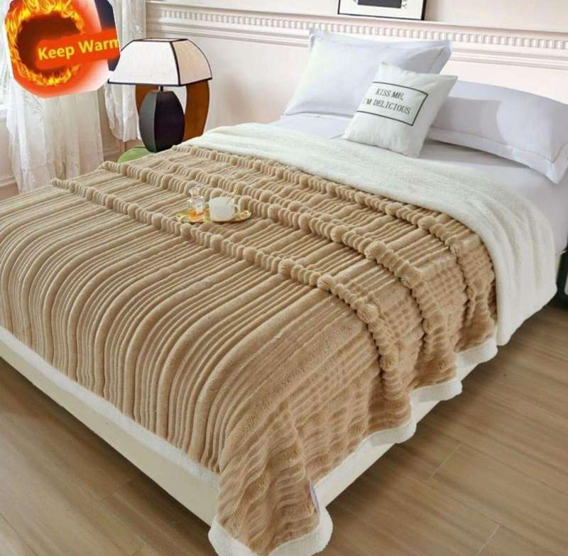 Luxury Ribbed Fleece Blanket, Extra Large Exclusive New Style, Queen Size, also available in Double