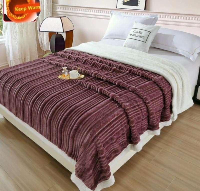 Luxury Ribbed Fleece Blanket, Extra Large Exclusive New Style, Queen Size, also available in Double