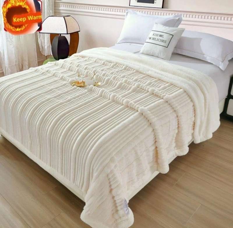 Luxury Ribbed Fleece Blanket, Extra Large Exclusive New Style, Queen Size, also available in Double