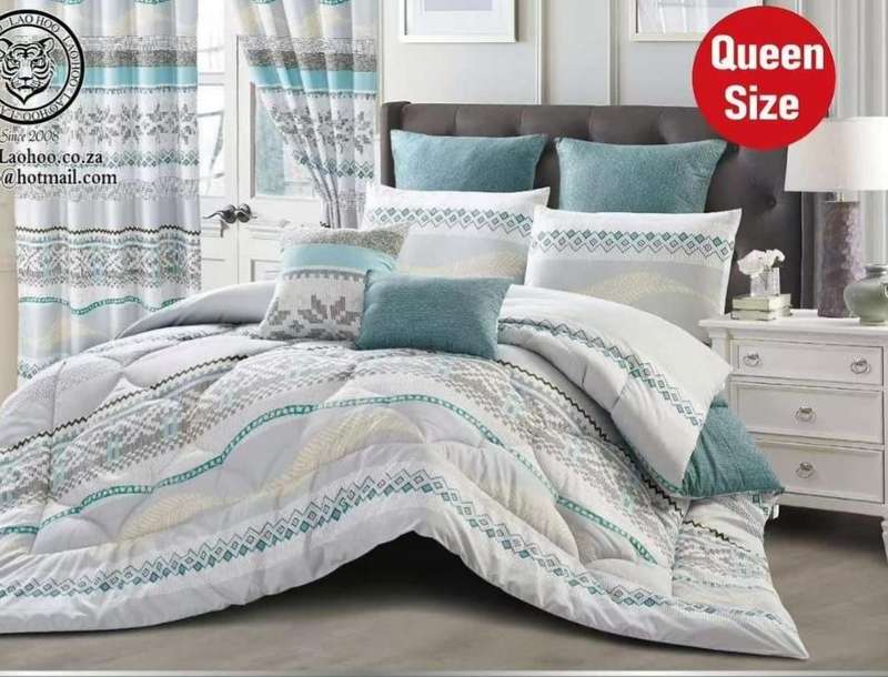 9 Pc Cotton Comforter Set, Queen Size, but Double available on request