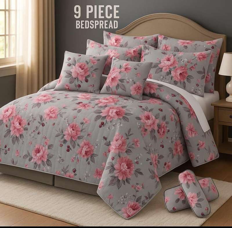 9 Piece Exclusive King size Bedspread Set, also available in Queen size