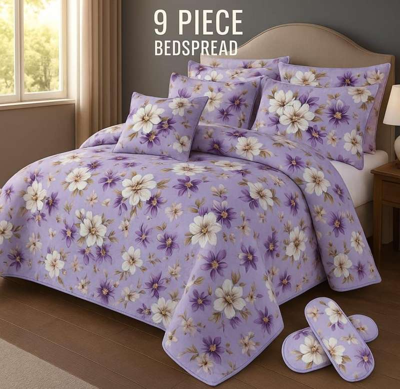 9 Piece Exclusive King size Bedspread Set, also available in Queen size