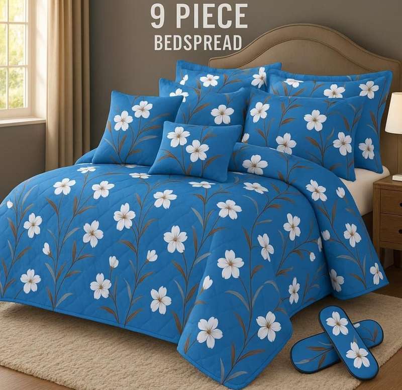 9 Piece Exclusive King size Bedspread Set, also available in Queen size