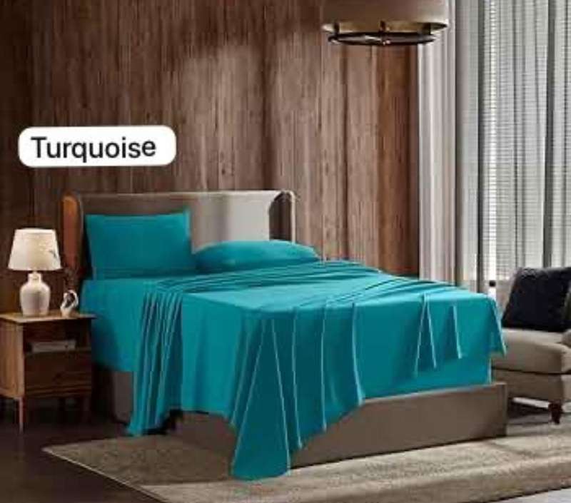 4pc Double sheet set, includes 1x flat sheet, 1 x fitted sheet and 2 pillow cases, Turqoise