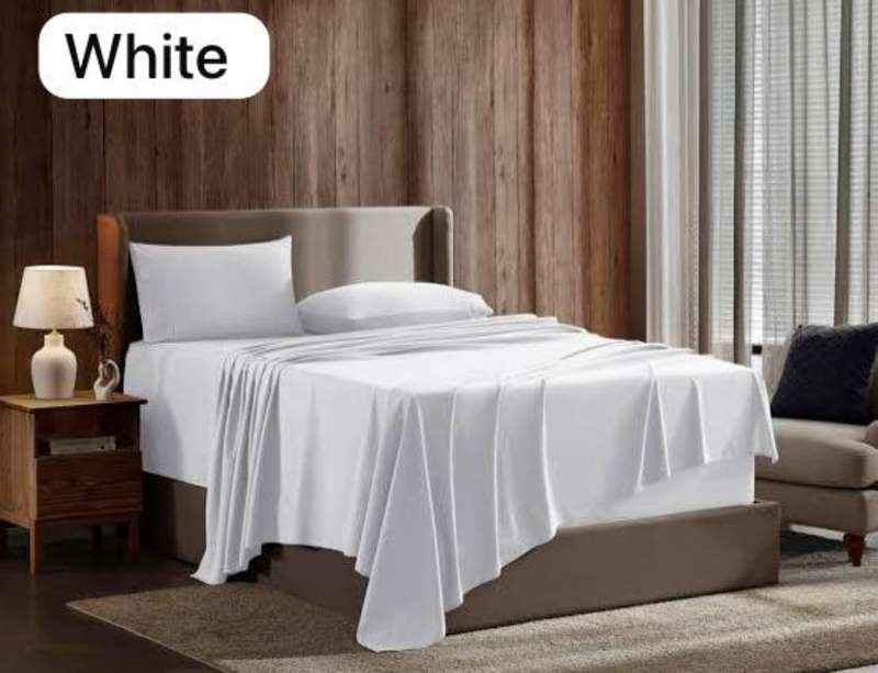 4pc Double sheet set, includes 1x flat sheet, 1 x fitted sheet and 2 pillow cases, White