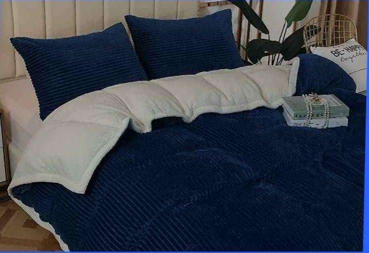 5Pc Queen to King Corduroy Fleece Wool Comforter Set, different colors available
