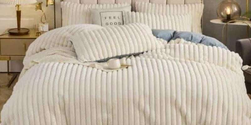 5Pc Queen to King Corduroy Fleece Wool Comforter Set, different colors available
