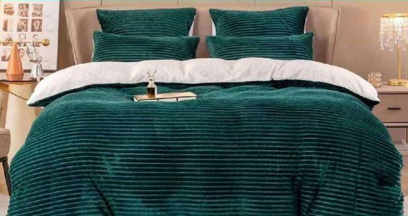 5Pc Queen to King Corduroy Fleece Wool Comforter Set, different colors available