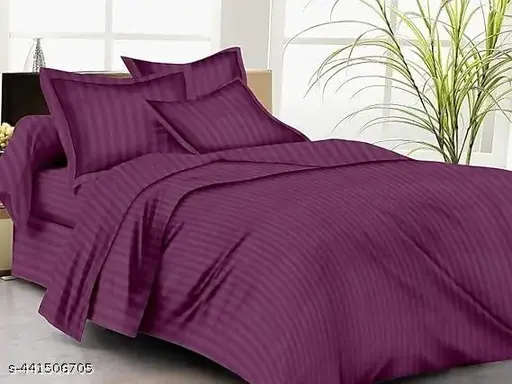 4pc King Sheet Set, includes 1 Flat sheet, 1 Fitted sheet and 2 Standard pillow cases, Purple Lined