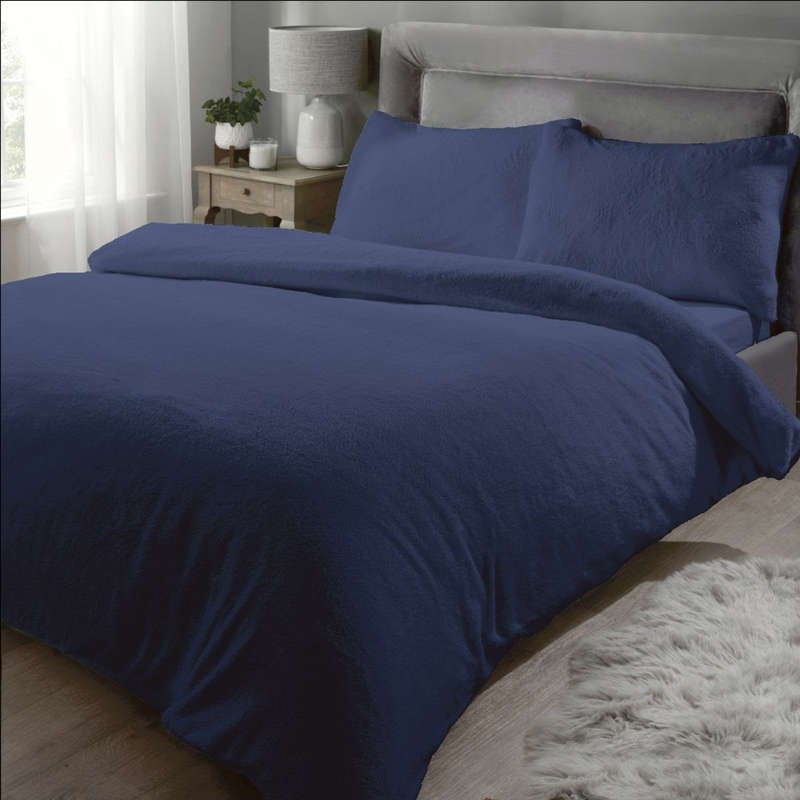 6pc Queen Duvet Cover Set Navy Blue, incl 2 std and 2 Conti pillowcases, Flat sheet, and Duvet Cover