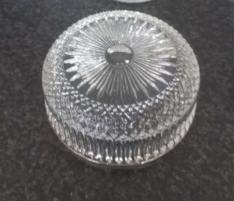 6X LEAD CRYSTAL FRUIT BOWLS WITH SILVER PLATED RING AROUND THE TOP - MADE IN ENGLAND