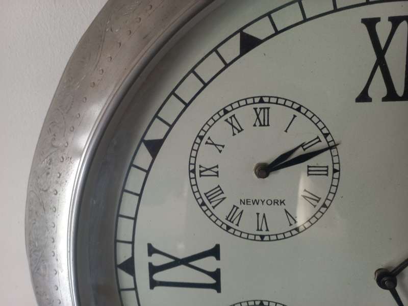 Large world time hanging watch - made of tin and glass on front
