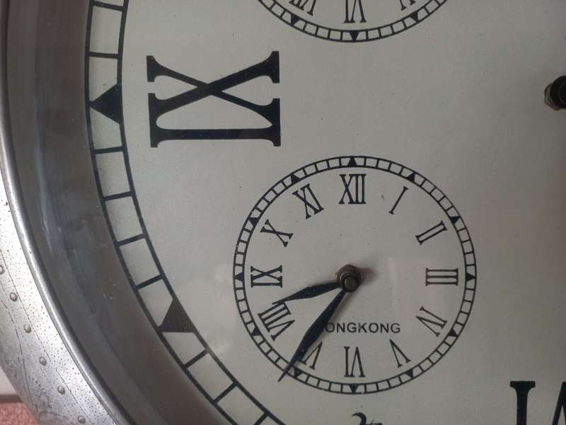 Large world time hanging watch - made of tin and glass on front