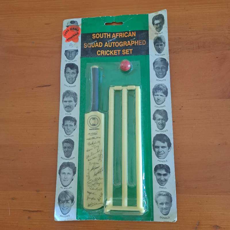 Signed Proteas Cricket Bat Set 1993