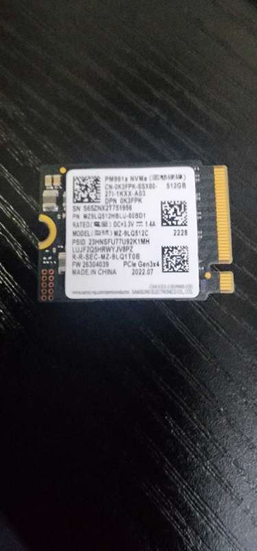 Samsung 512GB SSD NMVe 2030 PCIE 4.0 Gen 3x4