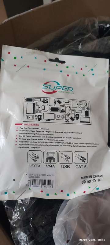 Super Electronics VGA to VGA Cable  High Quality 1.5m Display Cable