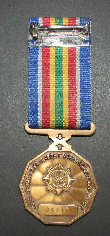 South African Police Service Ten Year Commemoration Medal
