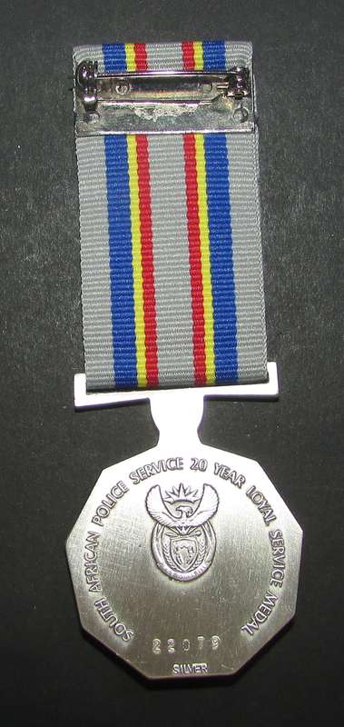 Full Size SA Silver 20 Year Service Medal - Starting under Silver