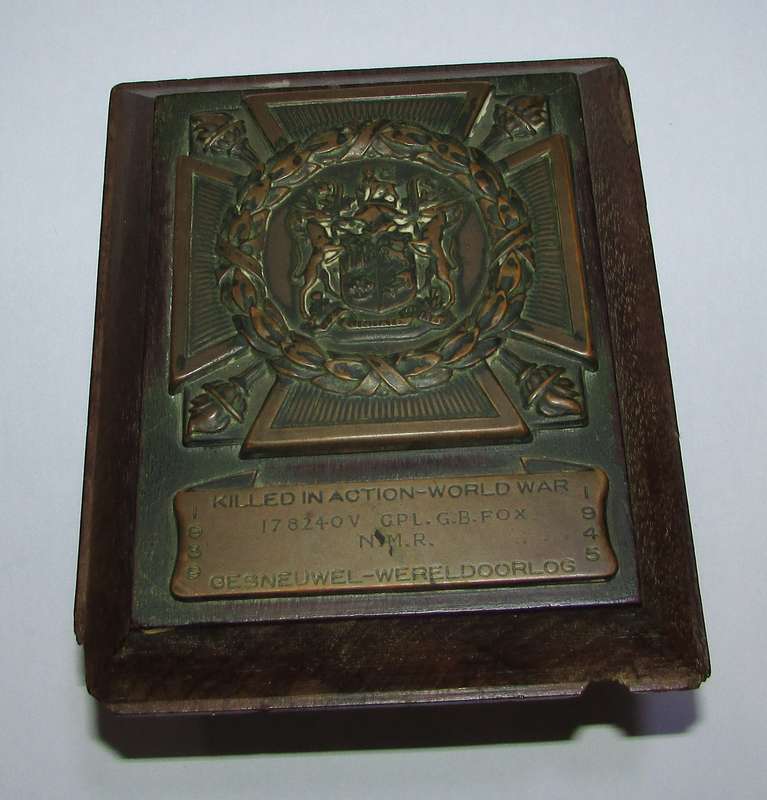 World War Two Death Plague to:CPL G.B.Fox Natal Mounted Rifles