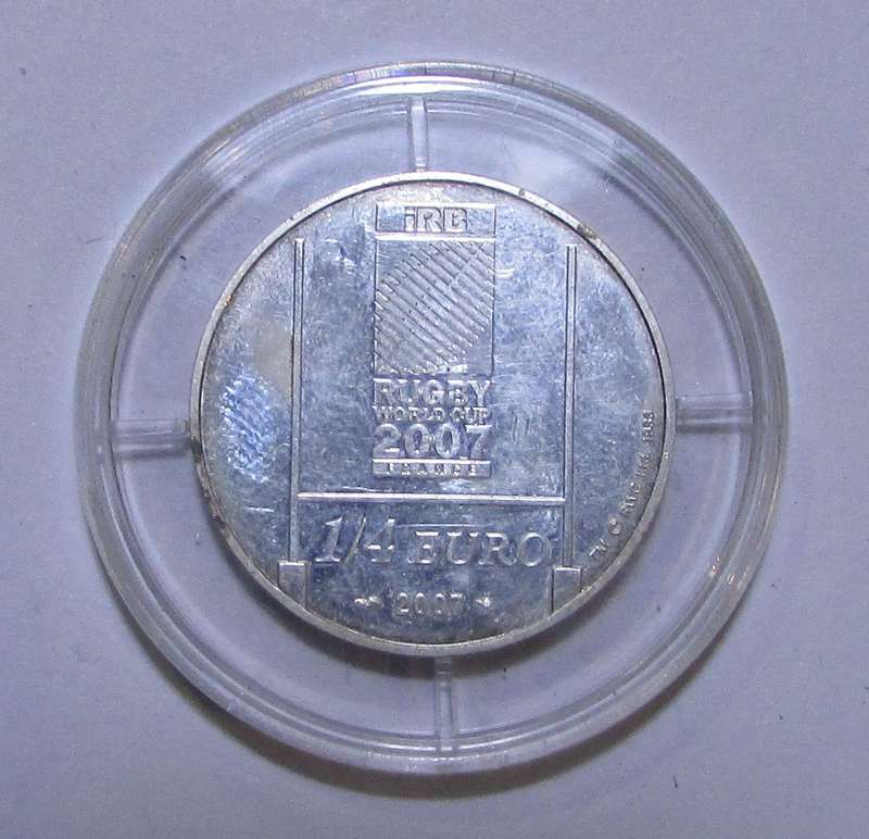 FRANCE 2007 RUGBY WORLD CUP SILVER 1/4 EURO