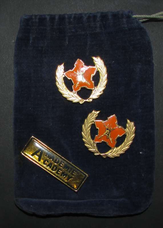 SADF - Pair of 5 Year Service Badges and Cadet Academy Tag