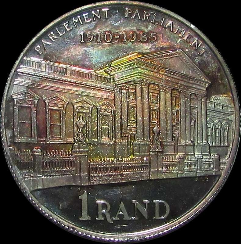 Repulic of South Africa 1985 Parliament Silver One Rand in Case