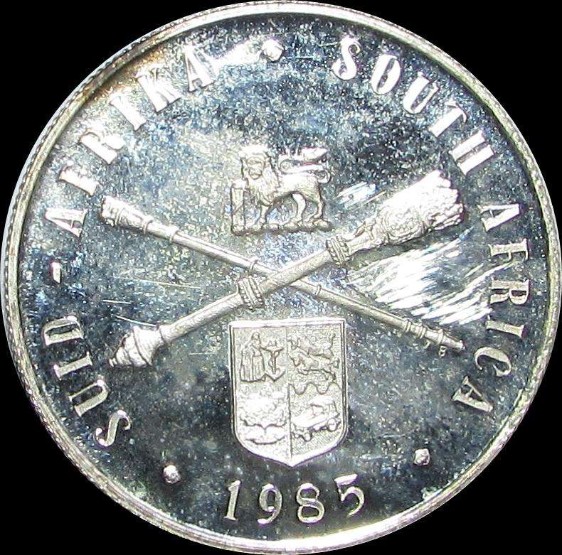 Repulic of South Africa 1985 Parliament Silver One Rand in Case