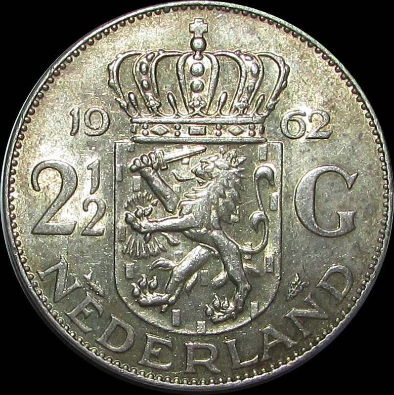 Netherlands 2-1/2 Gulden - 1962 Silver