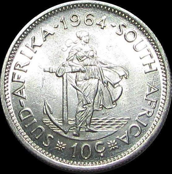 Republic of South Africa 1964 Silver 10 Cent