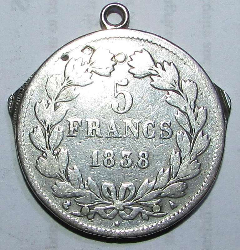France - 1838 5 Franc Coin Turned into a Pendant/Pocket Knife