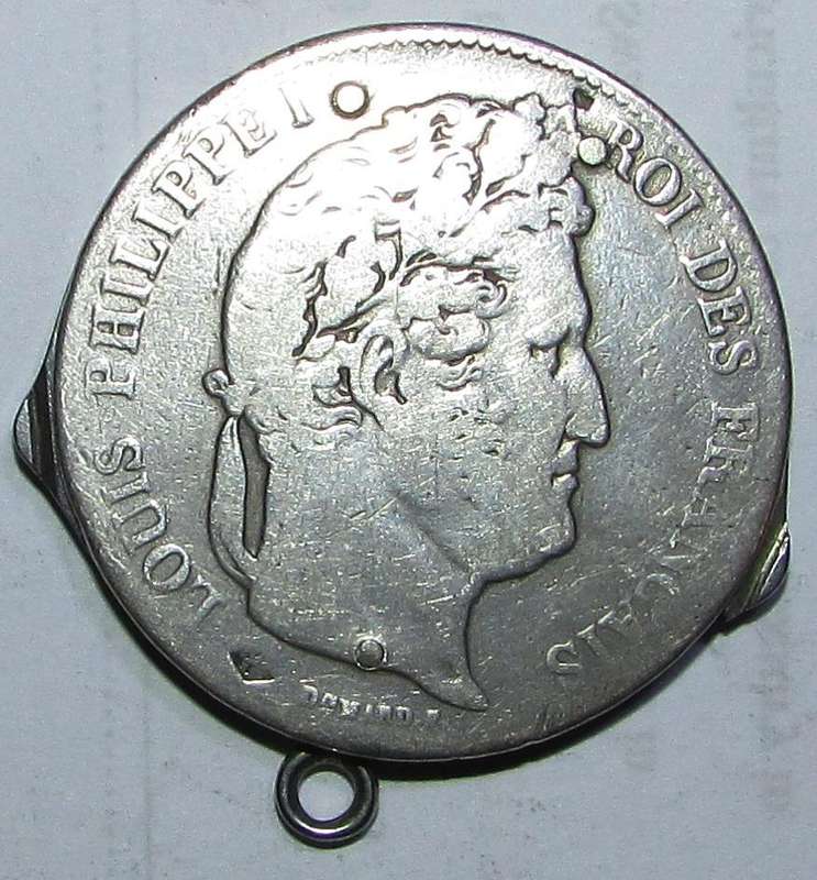 France - 1838 5 Franc Coin Turned into a Pendant/Pocket Knife