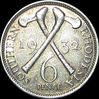 Rhodesia - 1932 Silver Sixpence