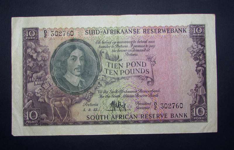 Union of South Africa :MH De Kock 10 Pound Banknote