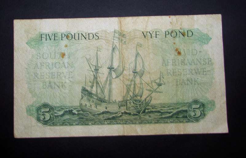 Union of South Africa :MH De Kock 5 Pound Banknote